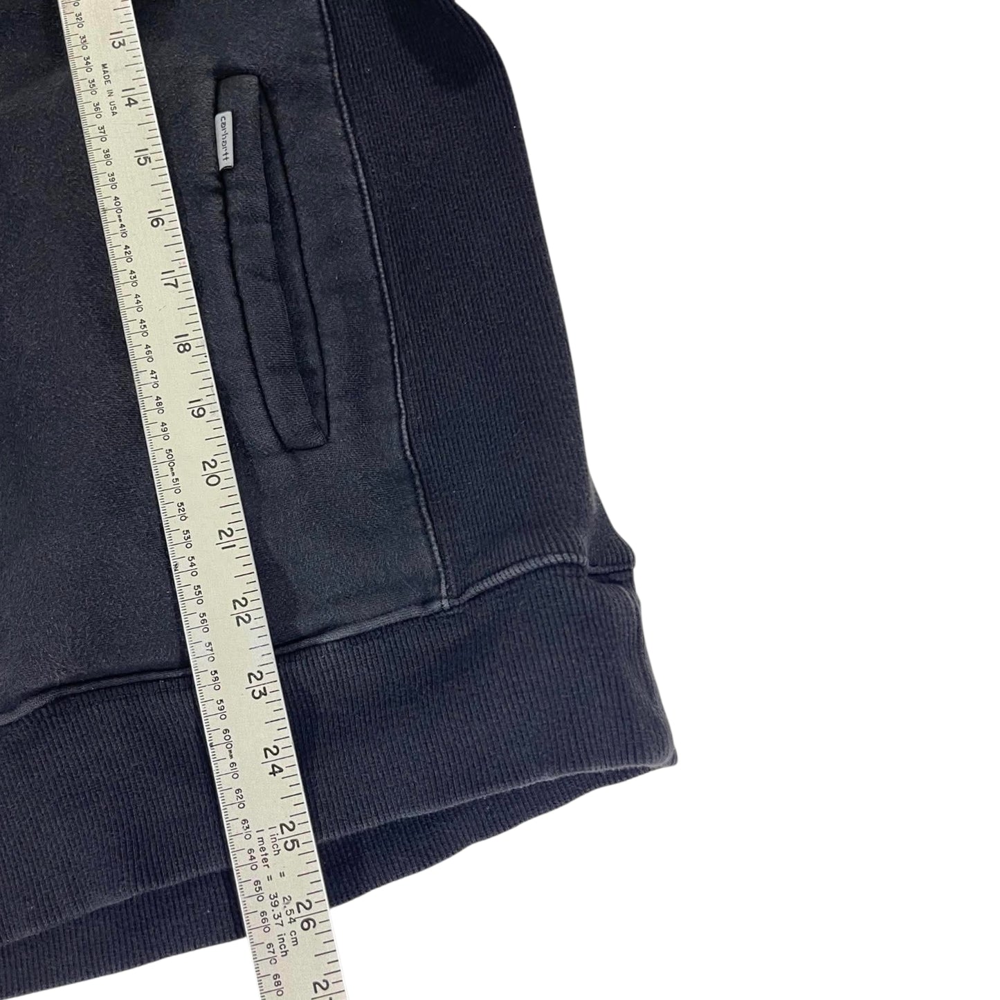 CARHARTT FADED BLACK QUARTER ZIP HOODIE (M)