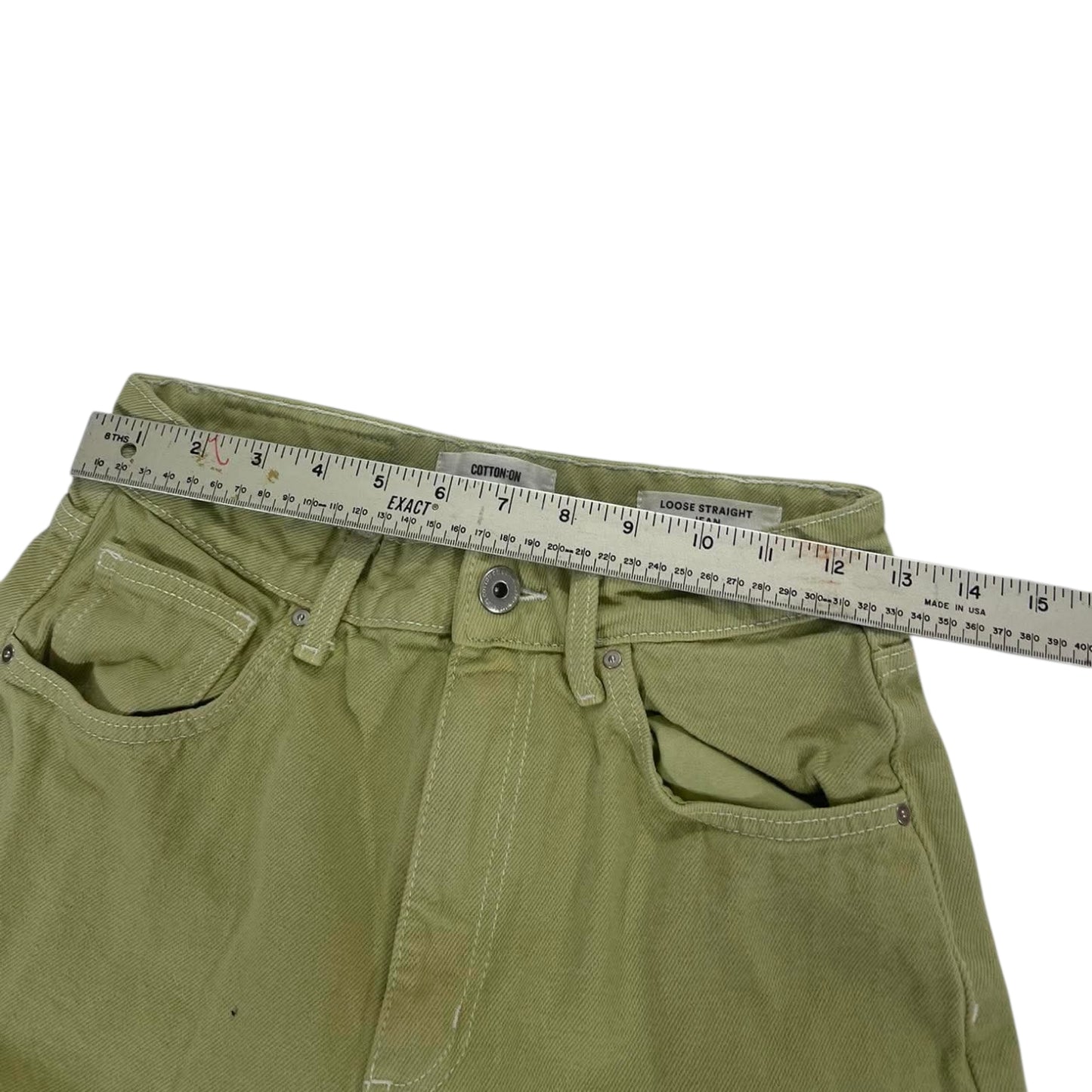 LIME WOMENS COTTON ON GREEN WIDE LEG JEANS (26)
