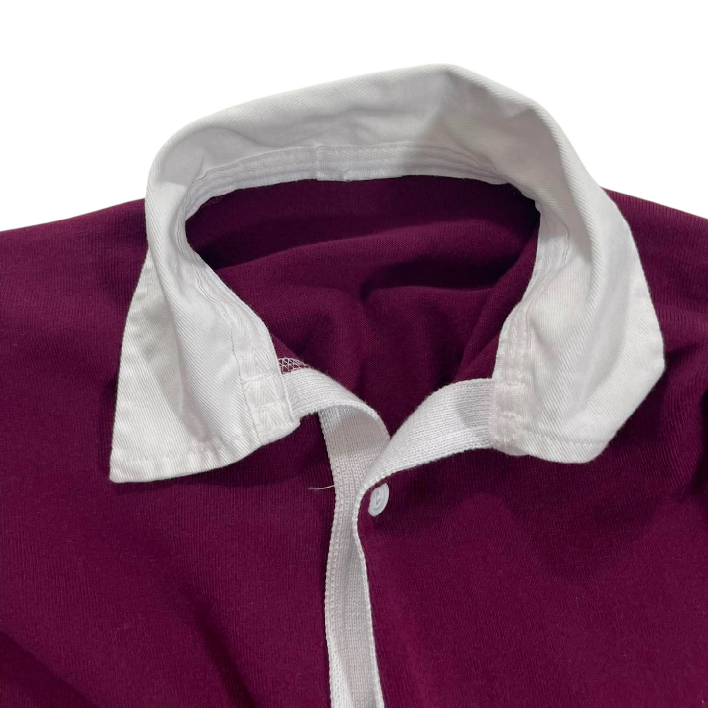 BURGUNDY RUGBY SHIRT WITH WHITE COLLAR (M)