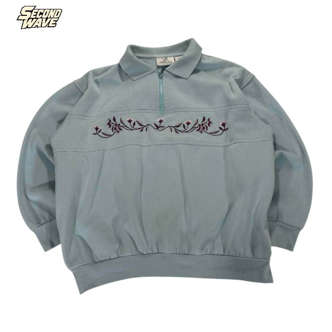 EMBROIDERED PICKABERRY BLUE QUARTER ZIP (M)