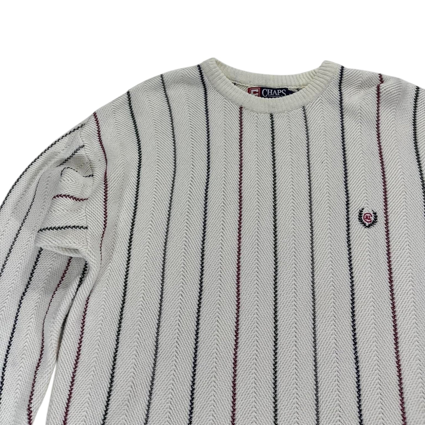 VINTAGE CHAPS RALPH LAUREN CREAM STRIPED SWEATER (M)