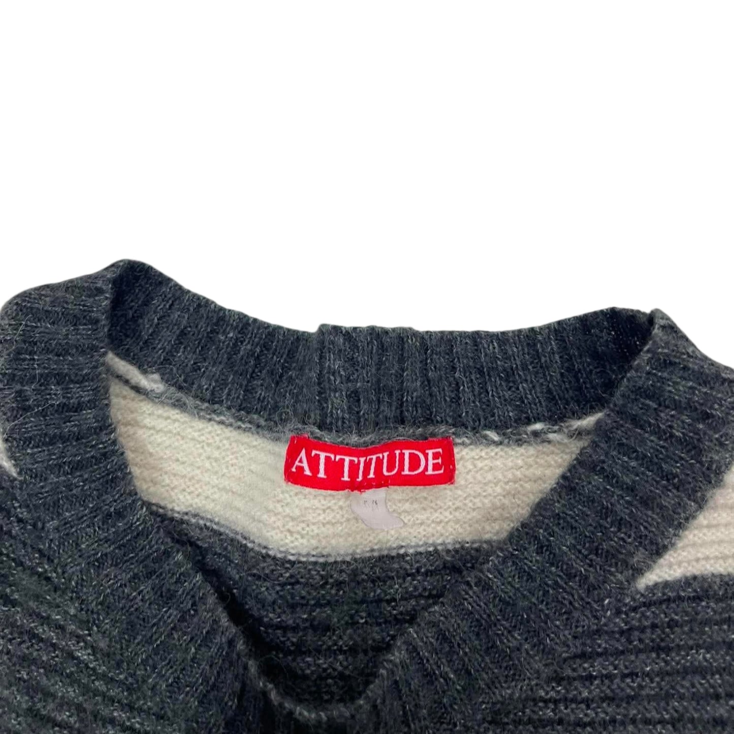 CREAM AND BLACK STRIPED SWEATER (S-M)