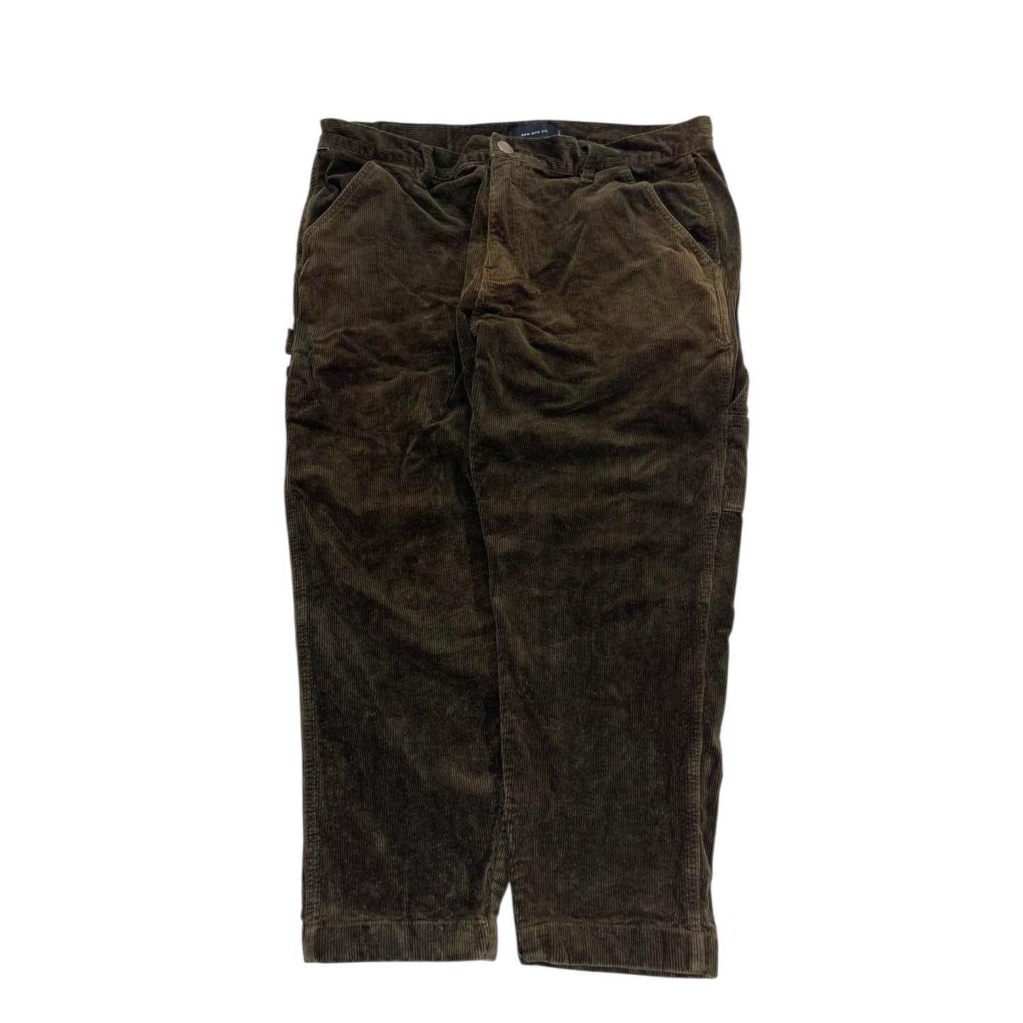 RPM MDF CO. GREEN CORDUROY CARPENTER PANTS (34)