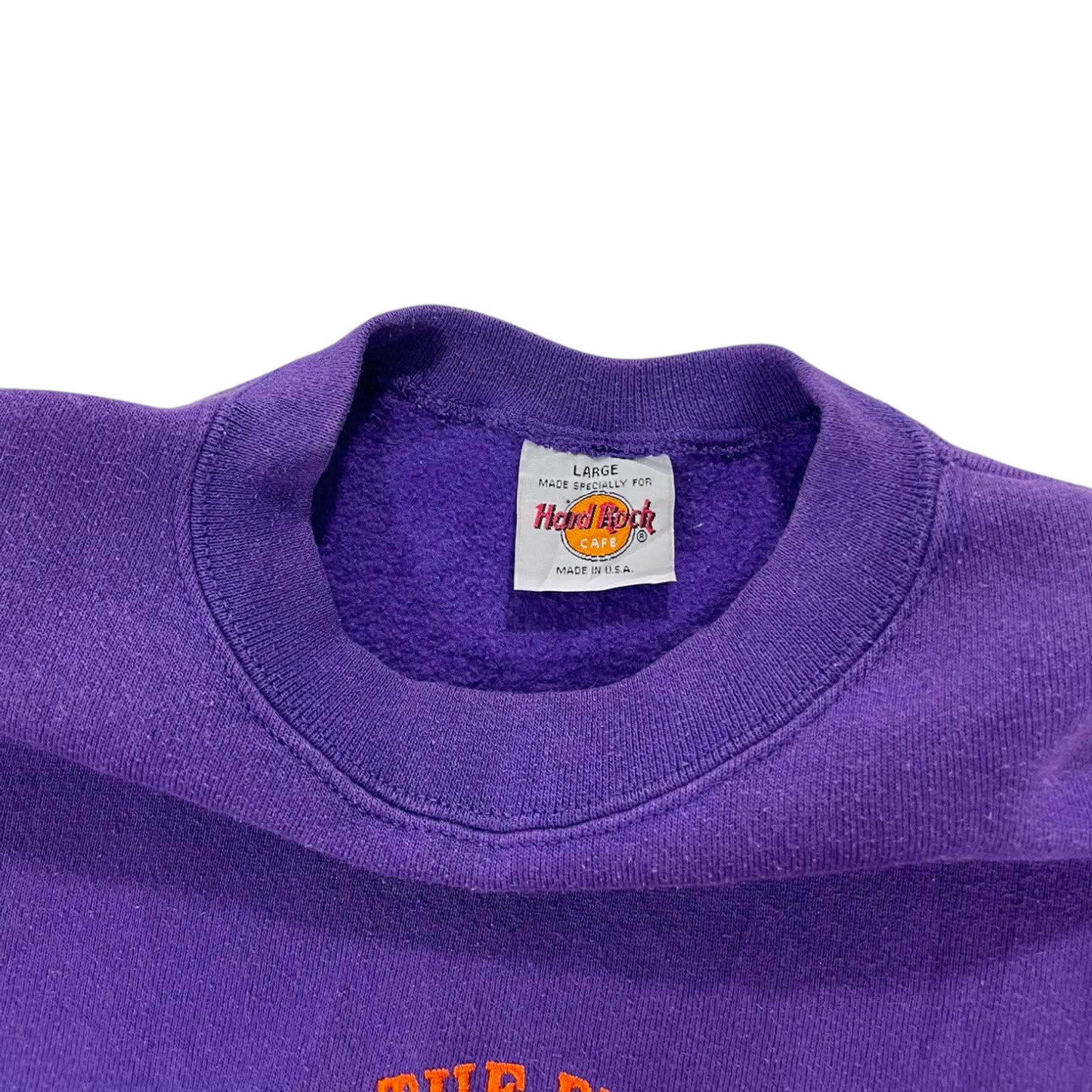 VINTAGE EMBROIDERED HARD ROCK CAFE PURPLE SWEATSHIRT (L)