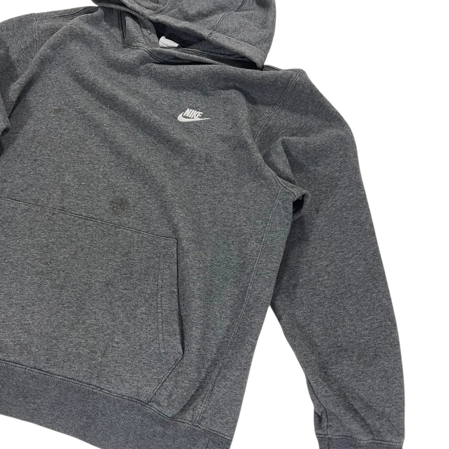 NIKE GREY HOODIE WITH EMBROIDERED LOGO (L)