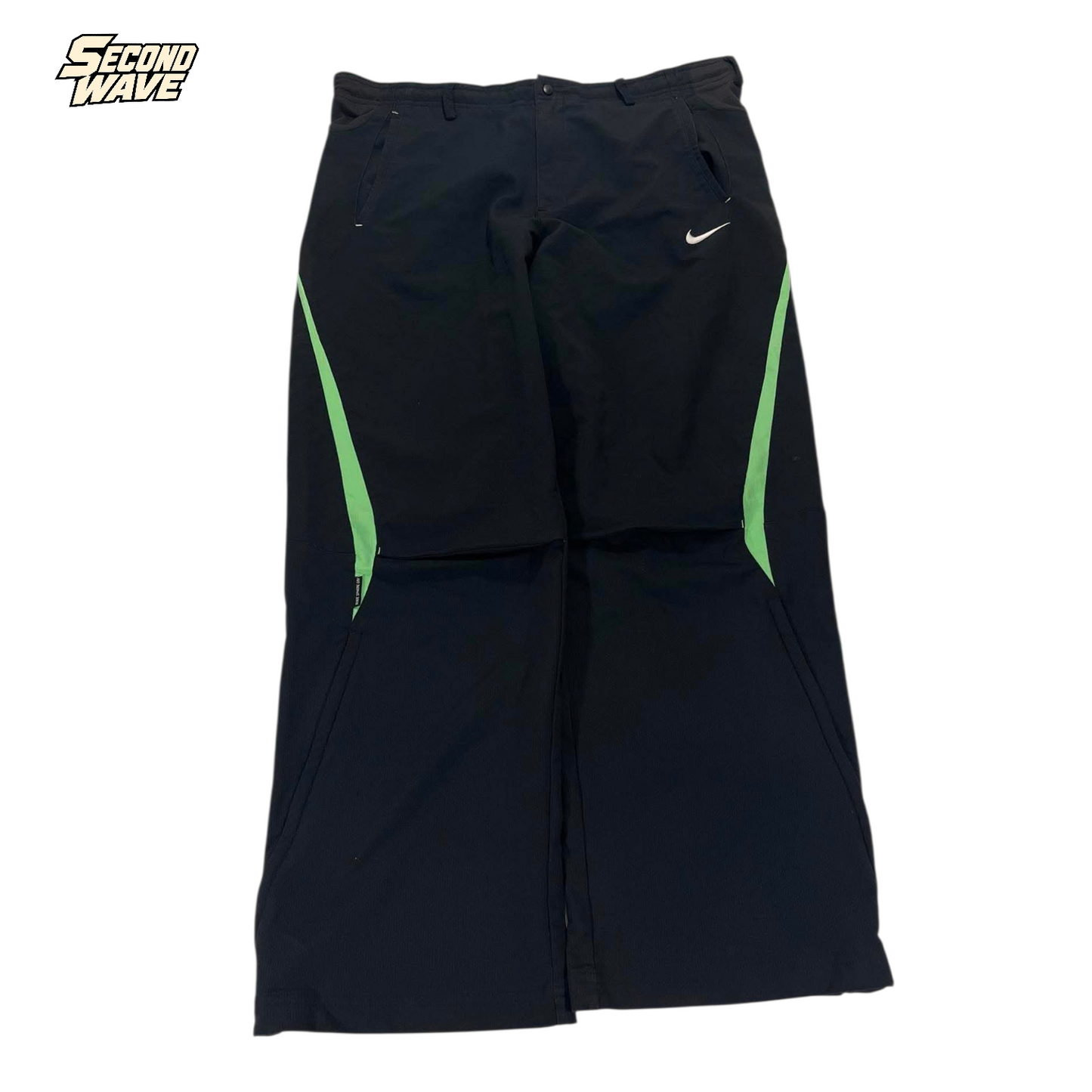 NIKE BLACK/GREEN TRACK PANTS (L) ³