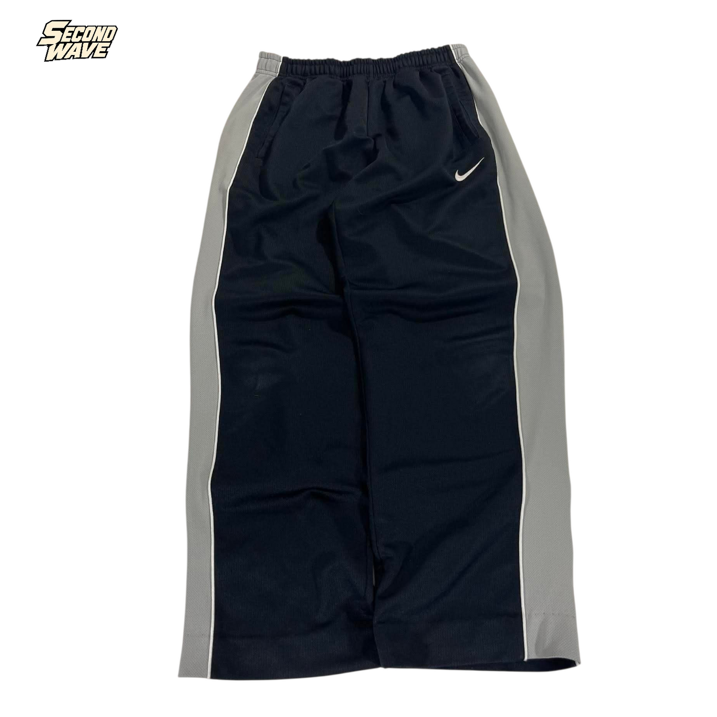 VINTAGE NIKE BLACK/GREY BAGGY TRACK PANTS (XL) '8