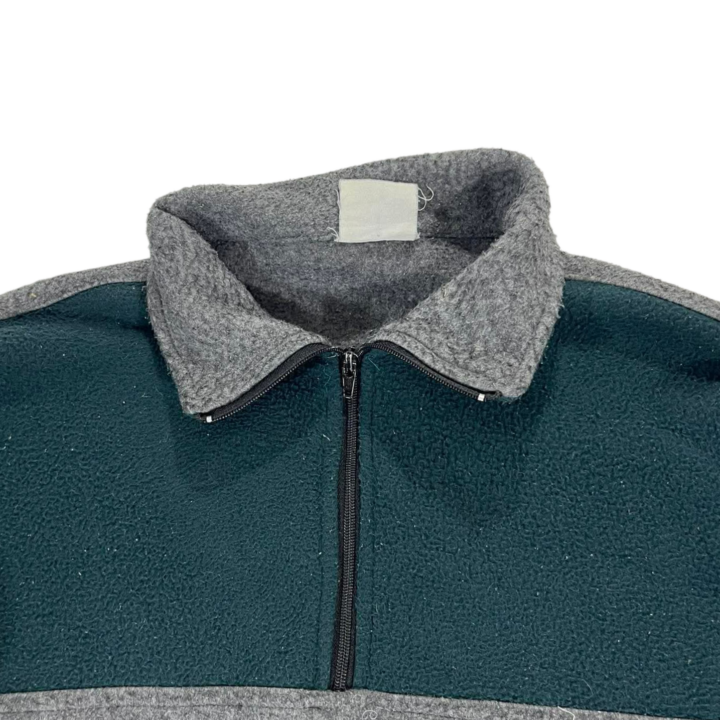 90S GREEN & GREY QUARTER ZIP FLEECE (L-XL)