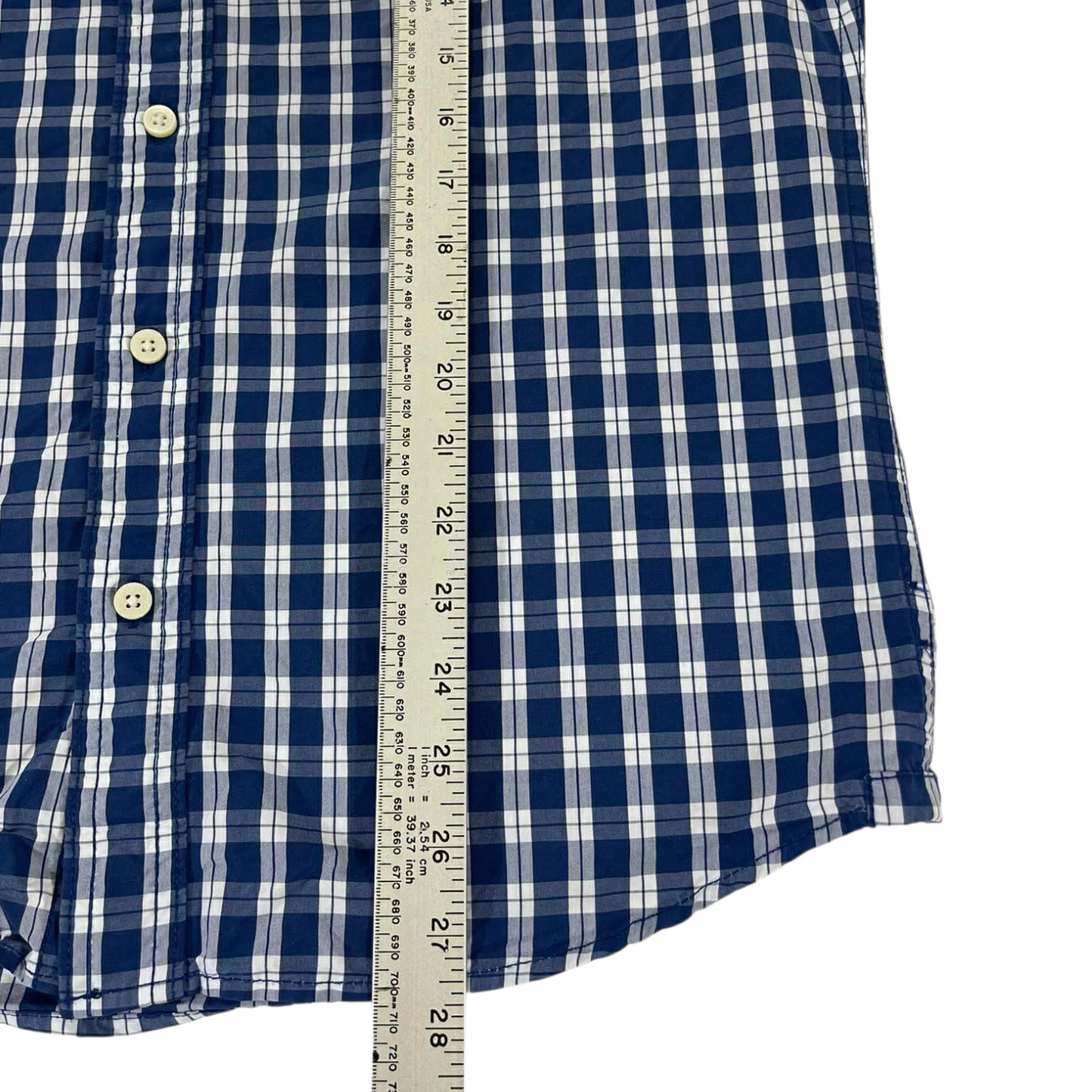 Y2K ABERCROMBIE & FITCH BLUE PLAID BUTTON UP SHIRT (M-L)