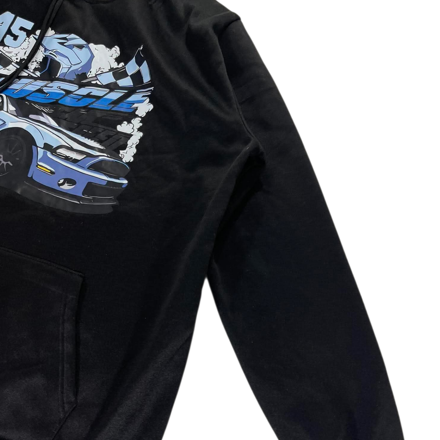 BLACK MUSTANG GRAPHIC HOODIE (L)