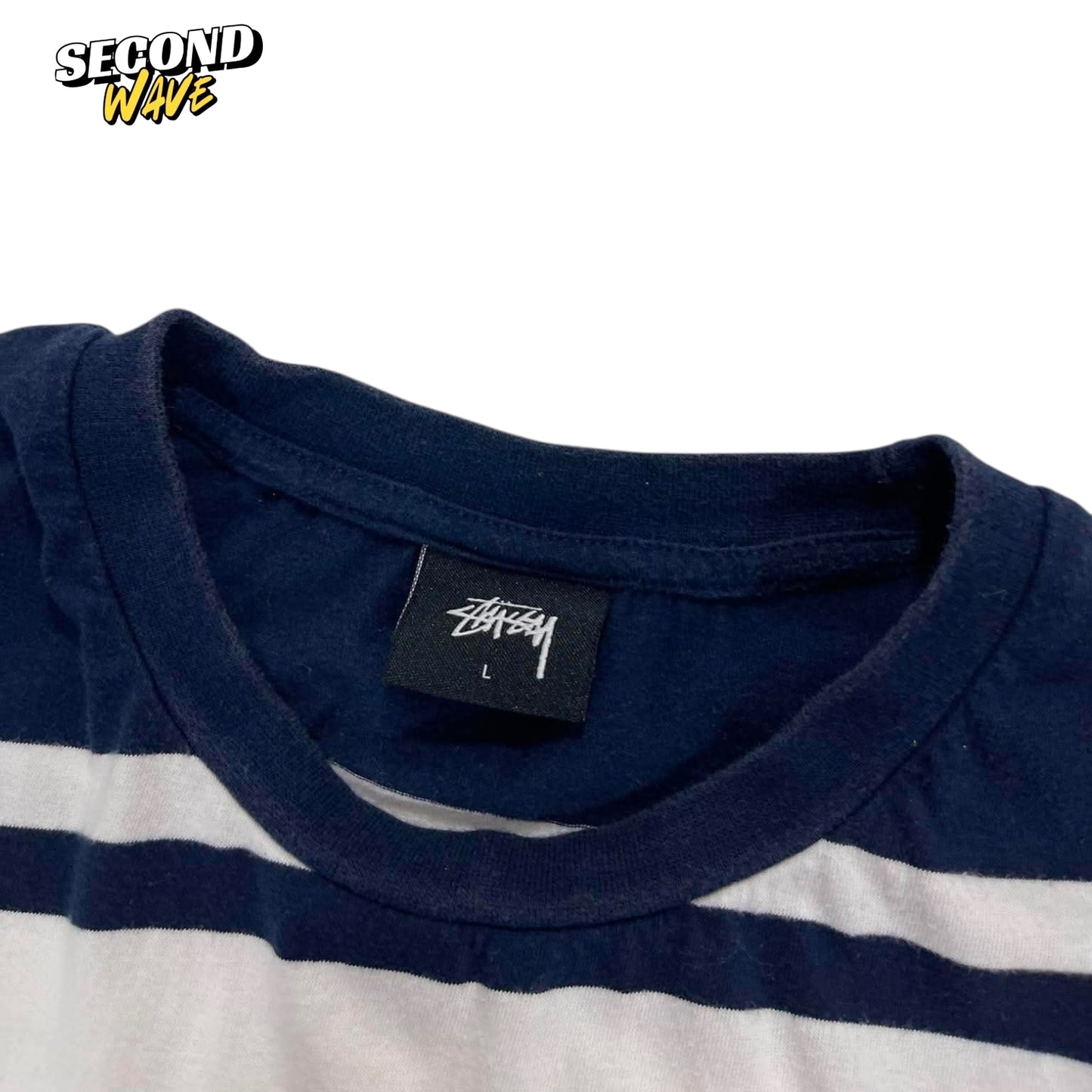 STUSSY BLUE AND WHITE STRIPED LONG SLEEVE (L)