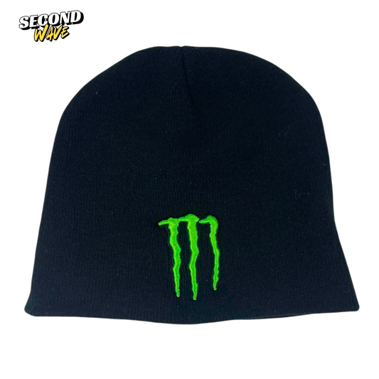 BLACK MONSTER ENERGY BEANIE WITH GREEN LOGO (OSFA)