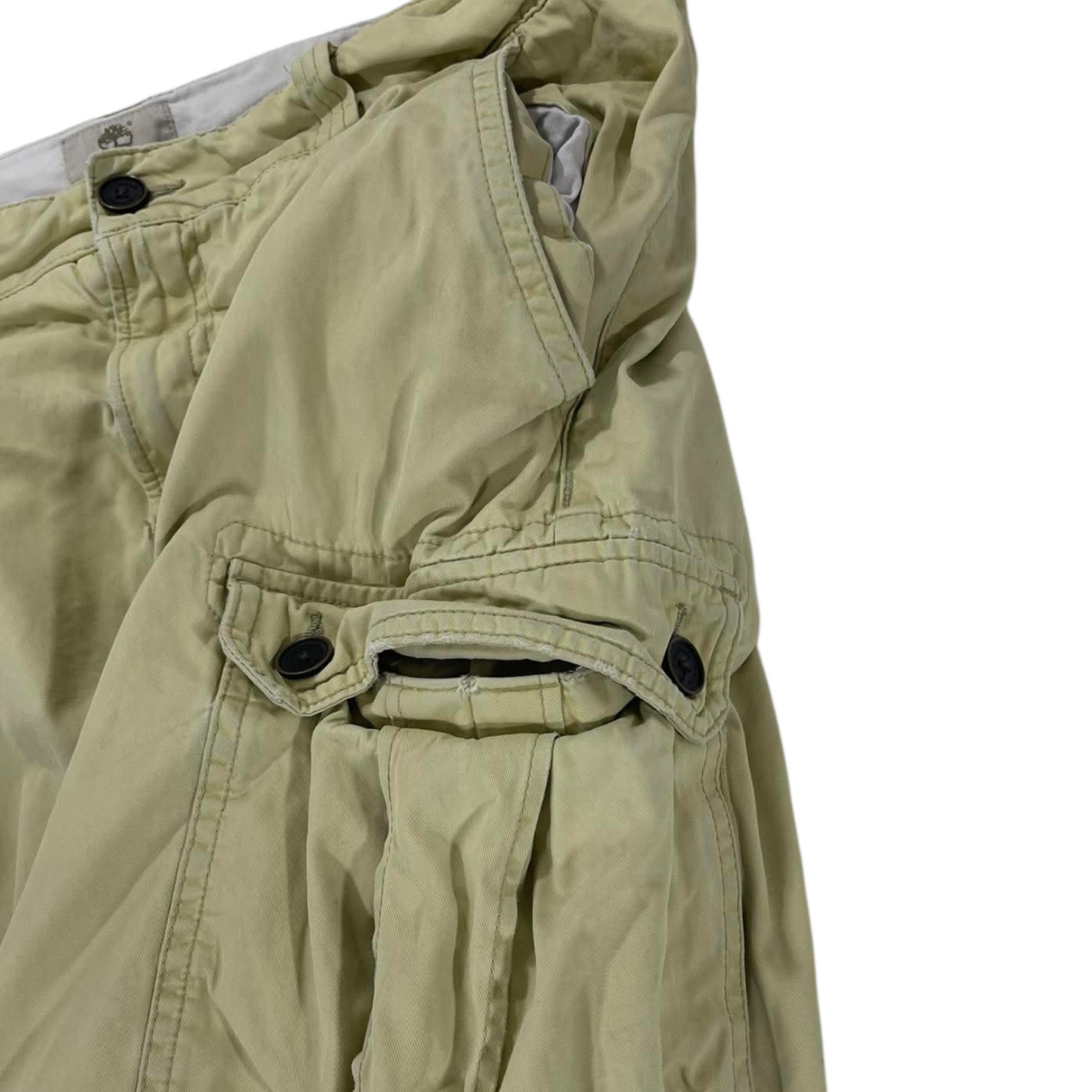 VINTAGE TIMBERLAND KHAKI CARGO SHORTS WITH ADJUSTABLE WAIST AND POCKETS (38)