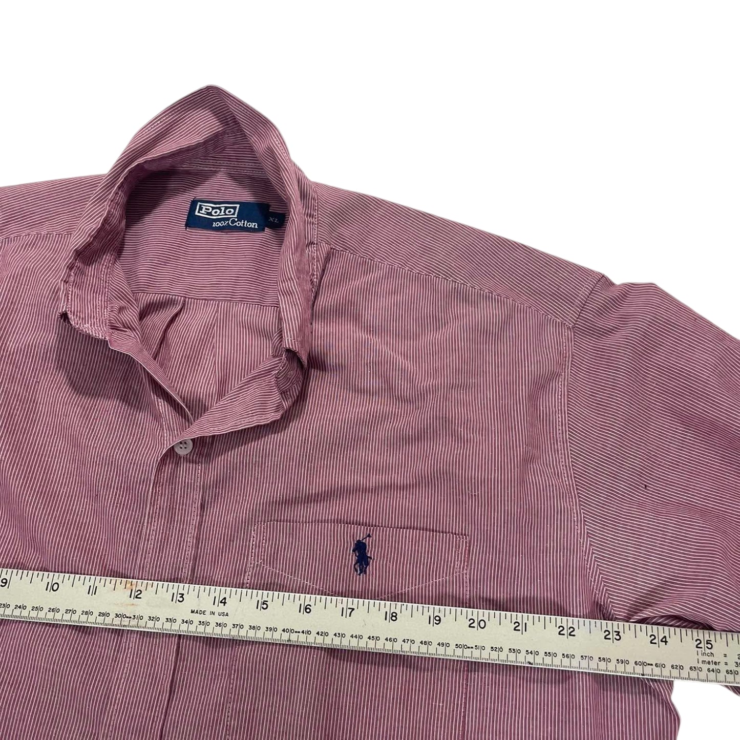 VINTAGE RALPH LAUREN RED STRIPED BUTTON UP (XL)