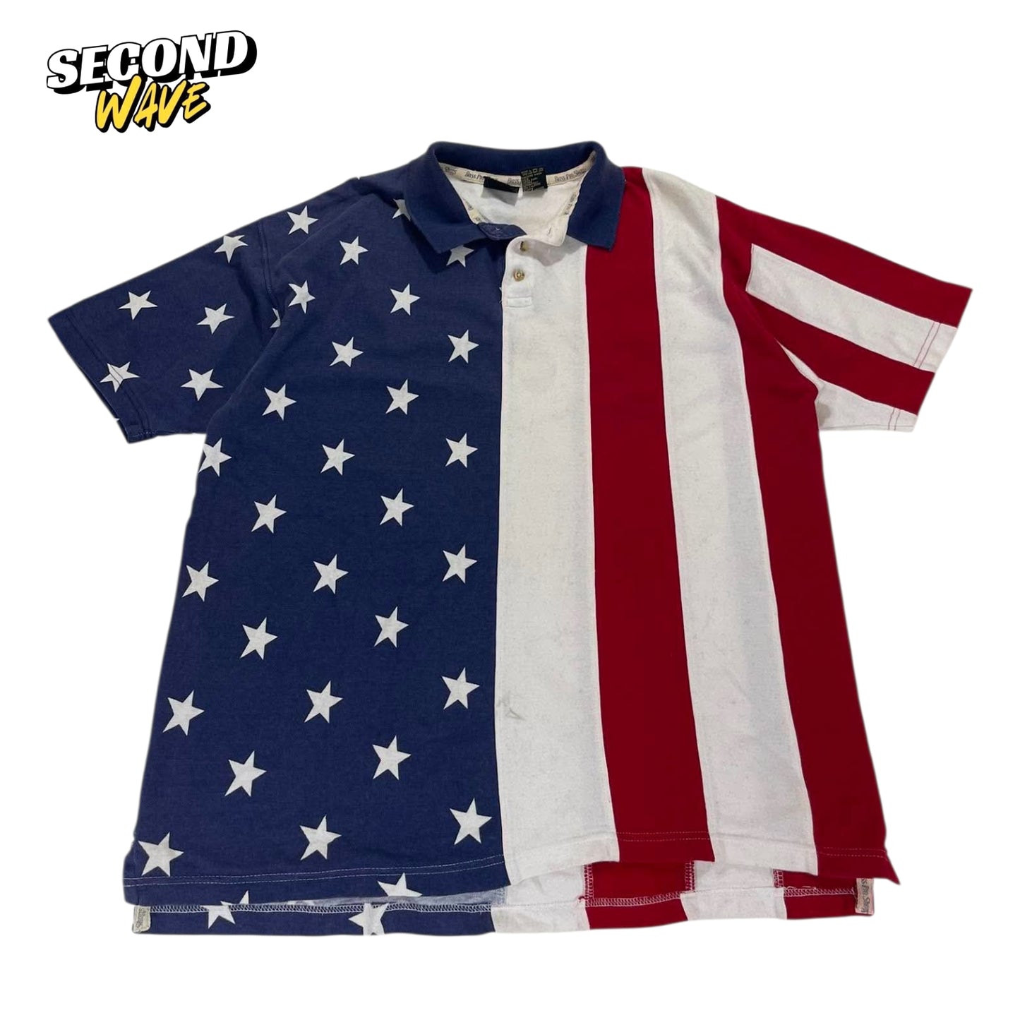 VINTAGE PASSB REDHEAD USA FLAG POLO SHIRT (L)