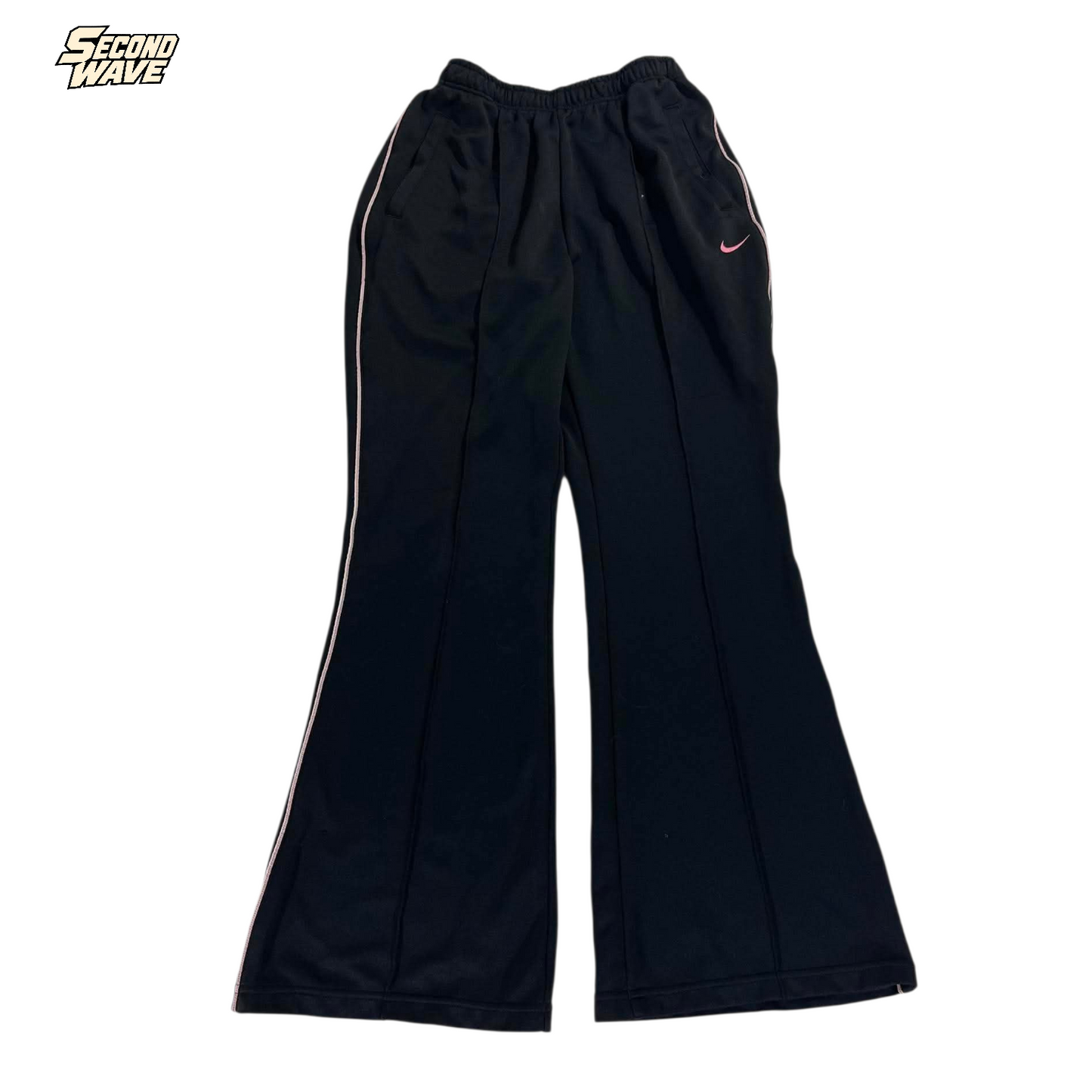 Y2K PINK NIKE FLARE BLACK TRACK PANTS (L) '9