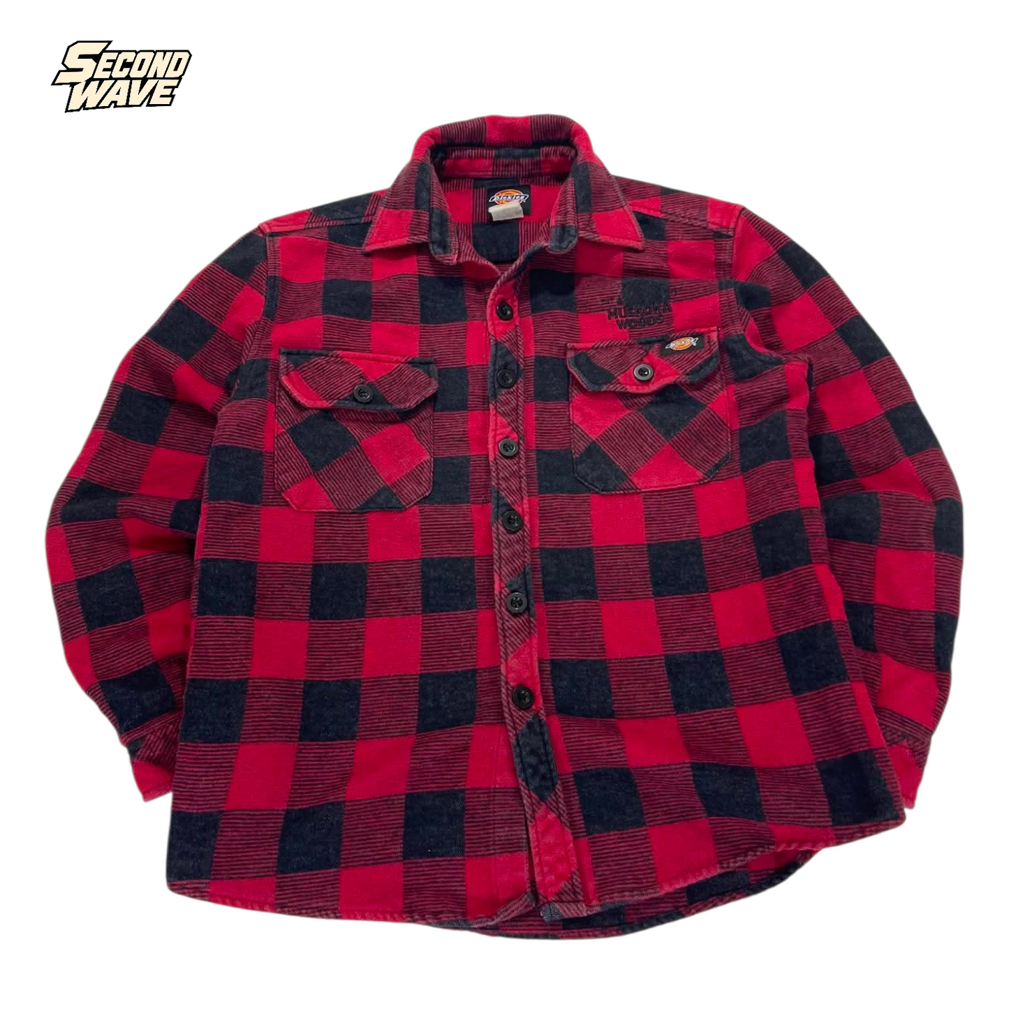 VINTAGE DICKIES RED & BLACK PLAID SHIRT (M-L)