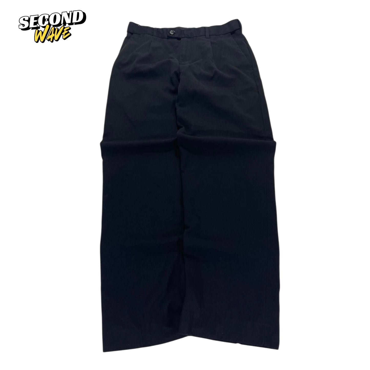 CHISEL BLACK WIDE LEG TROUSERS (30)