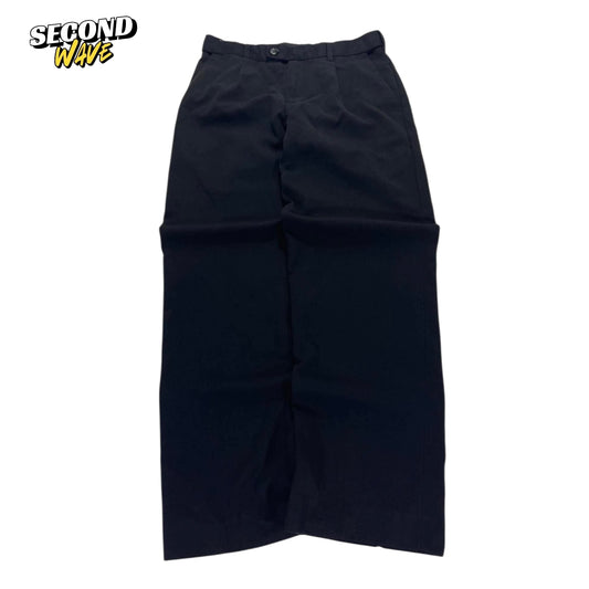 CHISEL BLACK WIDE LEG TROUSERS (30)