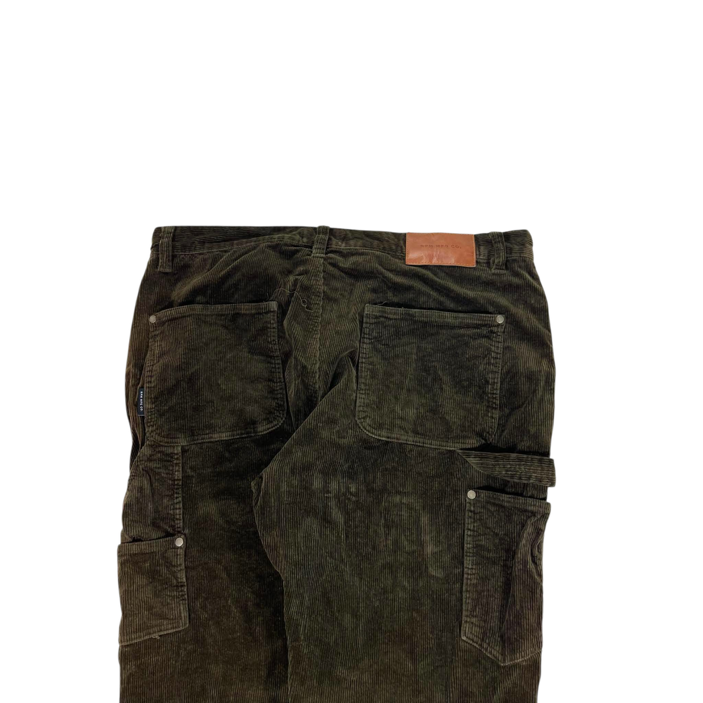 RPM MDF CO. GREEN CORDUROY CARPENTER PANTS (34)