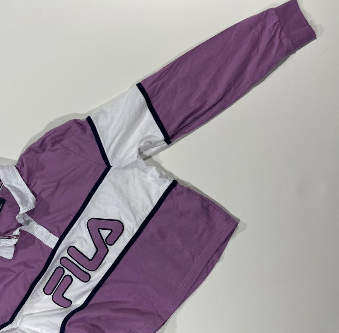 FILA CROPPED PURPLE LONG SLEEVED POLO SHIRT (L)