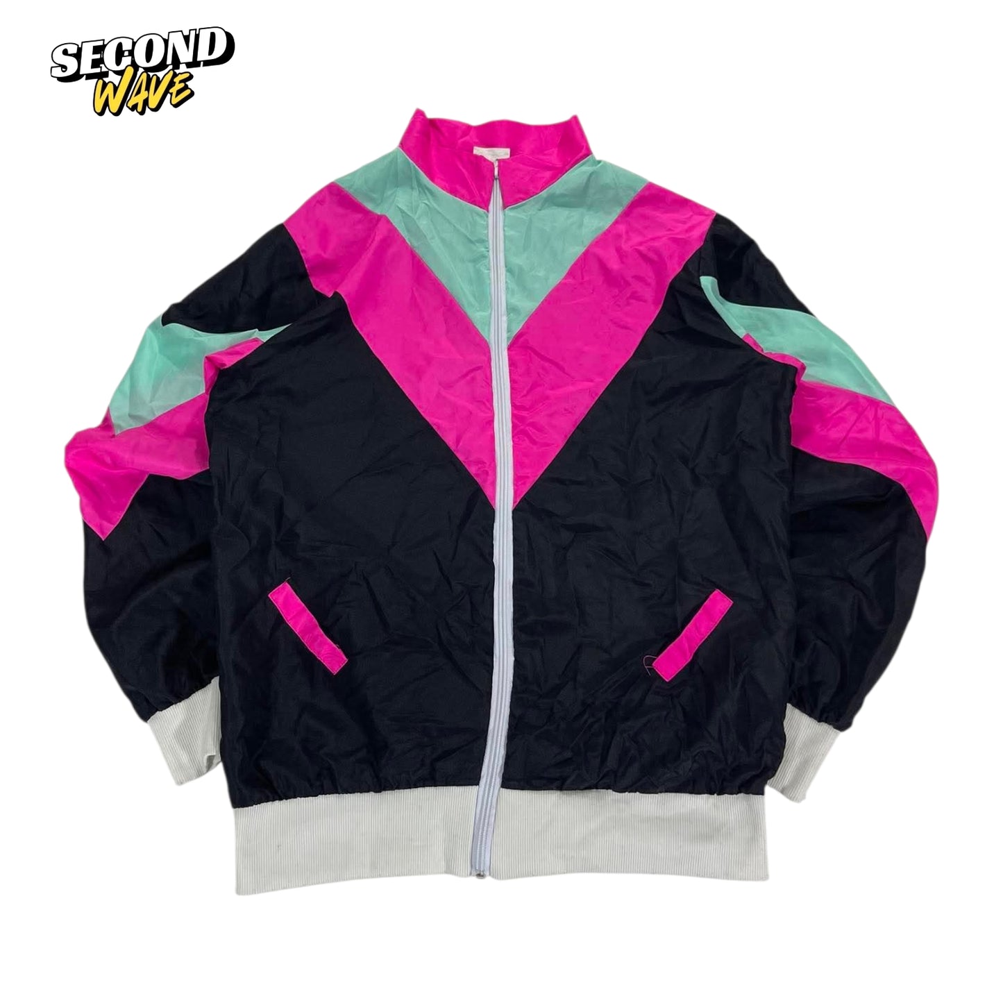 MODERN LIGHTWEIGHT BLACK & PINK WINDBREAKER (M)
