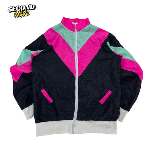 MODERN LIGHTWEIGHT BLACK & PINK WINDBREAKER (M)