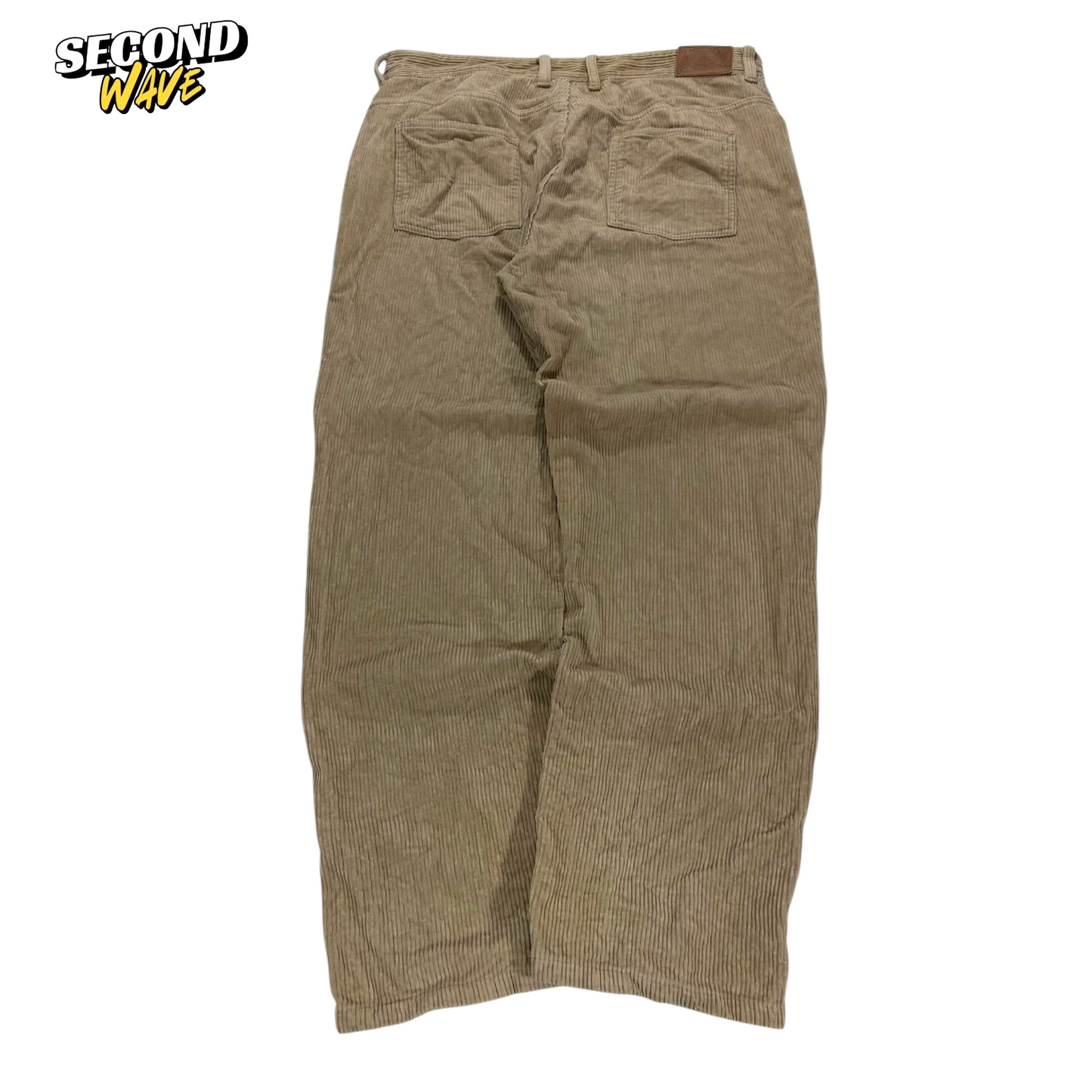 VINTAGE RUSTY BROWN CORDUROY BAGGY TROUSERS (36)