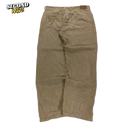 VINTAGE RUSTY BROWN CORDUROY BAGGY TROUSERS (36)