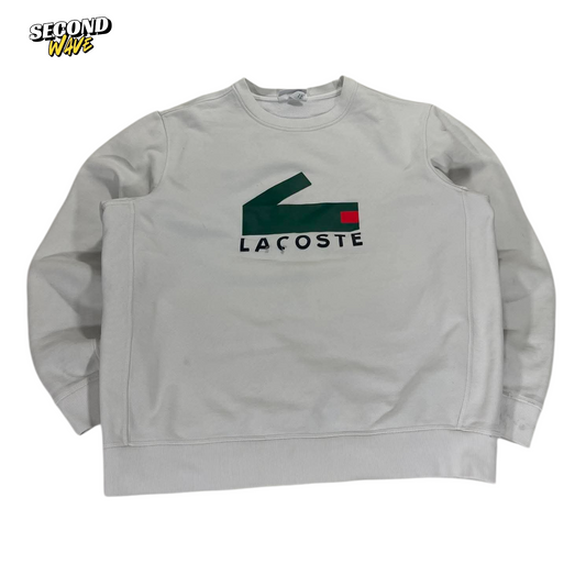 LACOSTE WHITE CREWNECK (XL)
