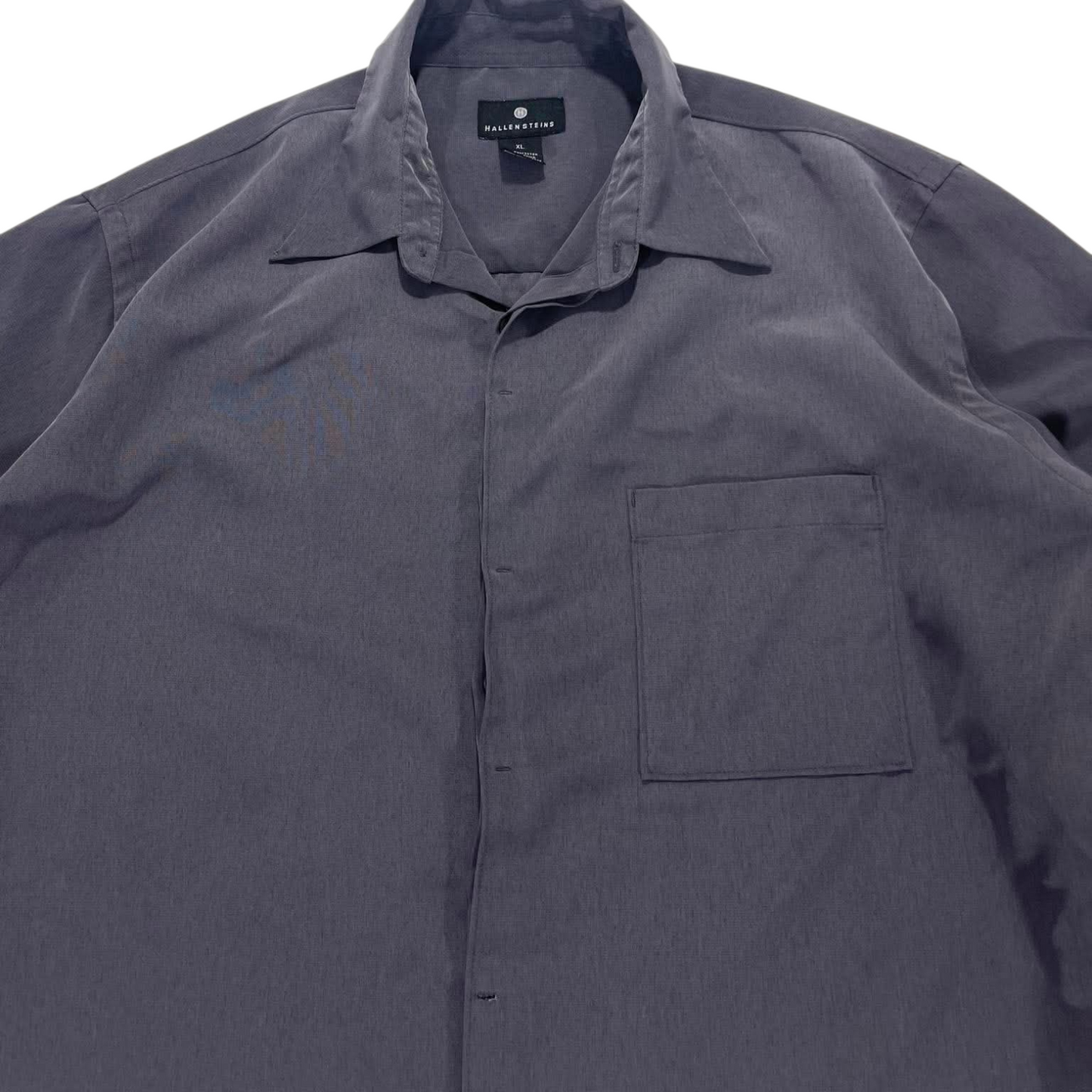VINTAGE HALLENSTEINS GREY BUTTON UP SHIRT (XL)