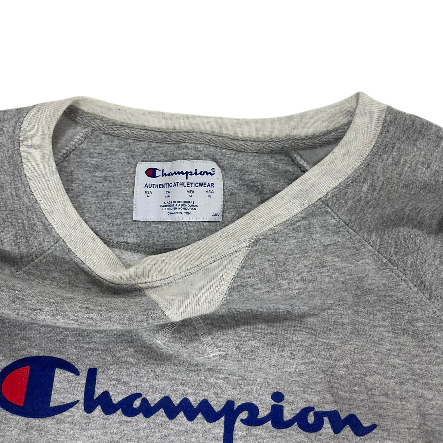 CHAMPION GREY SWEATSHIRT EMBROIDERED LOGO (M)