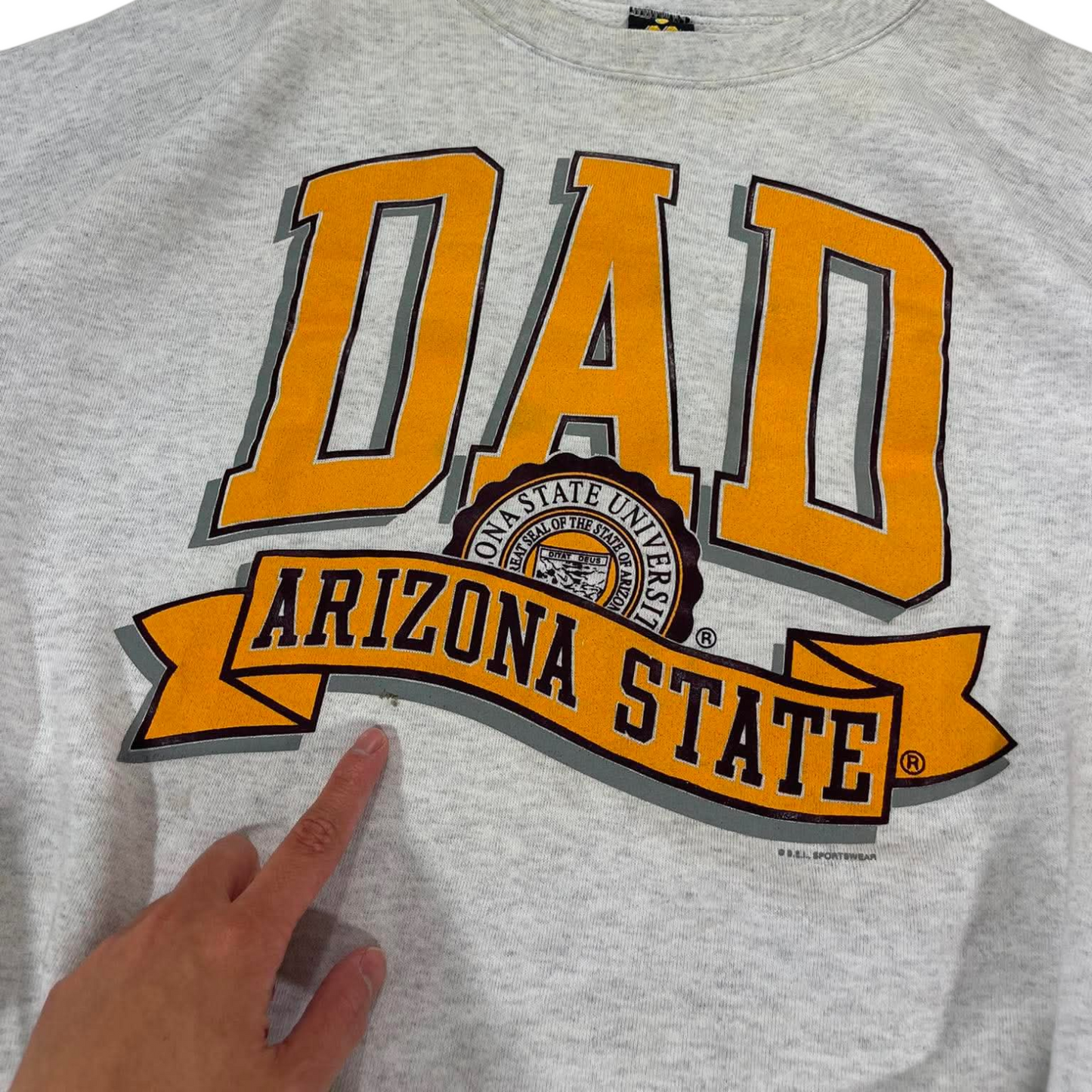 VINTAGE ALUMNI DAD ARIZONA STATE UNIVERSITY GREY CREWNECK SWEATSHIRT (L)