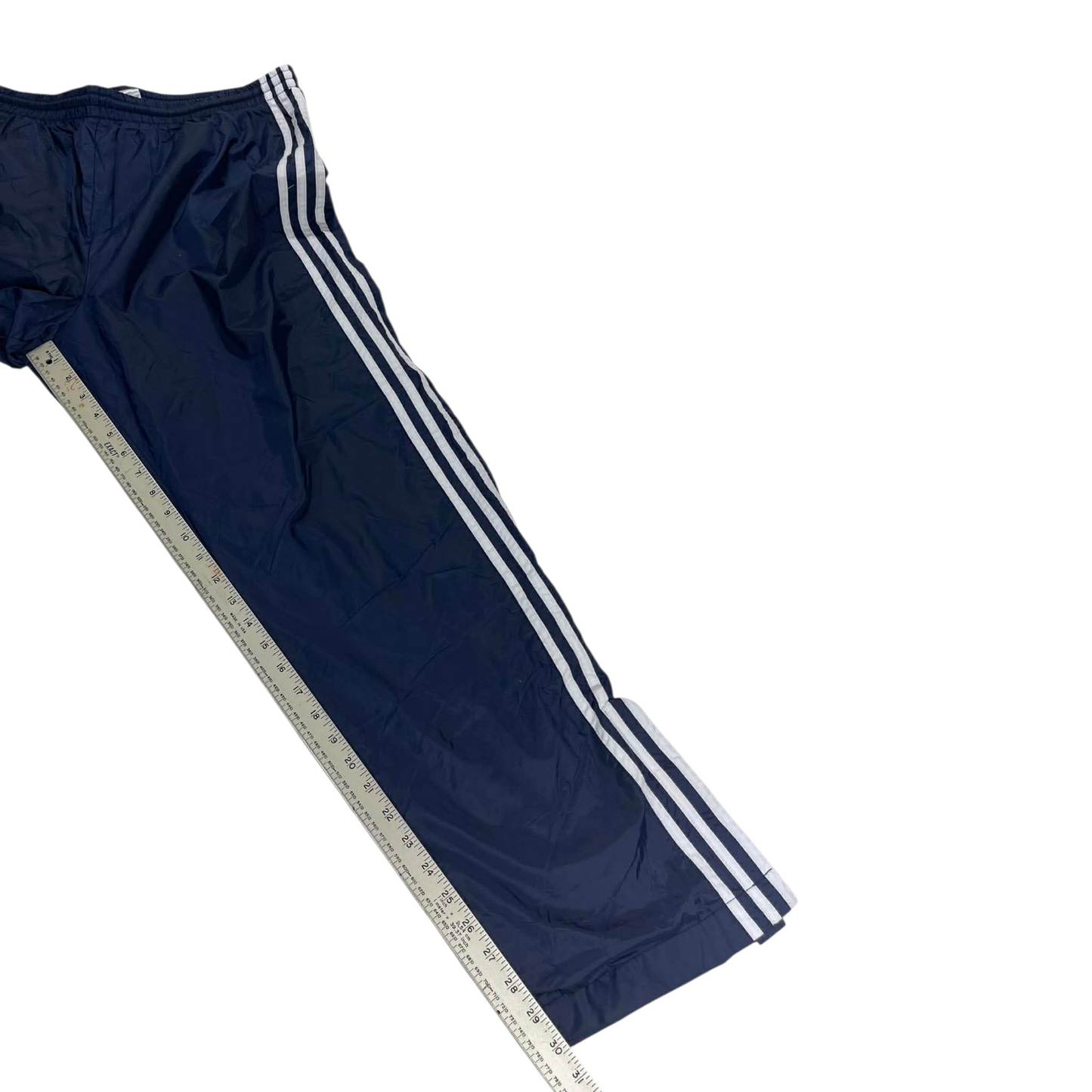 VINTAGE ADIDAS NAVY BLUE TRACK PANTS (L-XL)