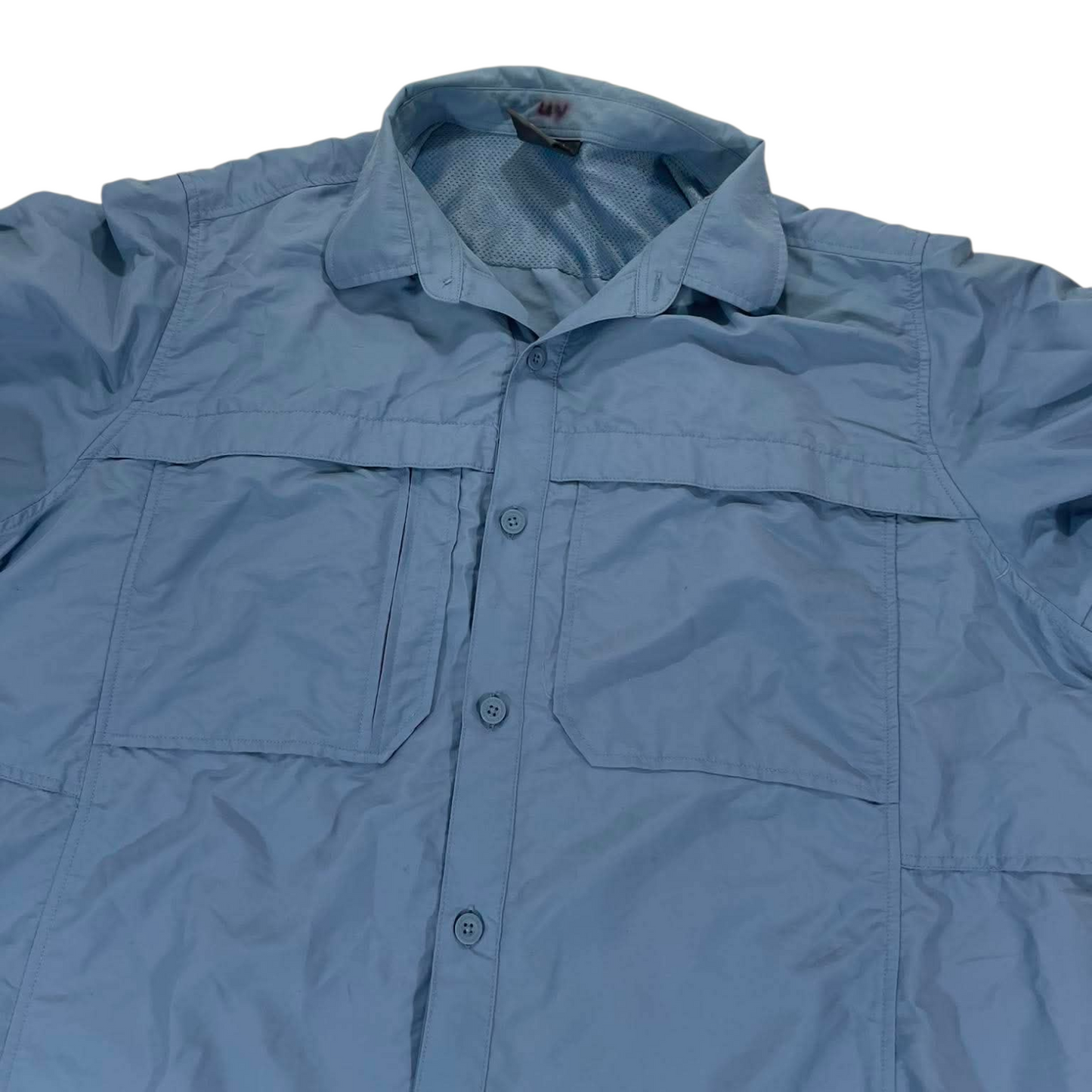 KATHMANDU BLUE BUTTON UP SHIRT (L)