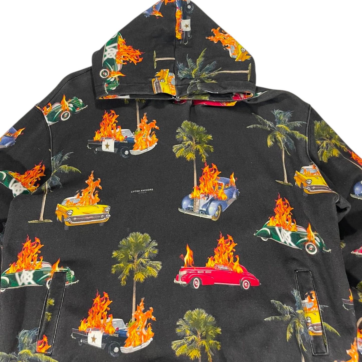 LIFTED ANCHORS BLACK CAR FLAME HOODIE (XL)