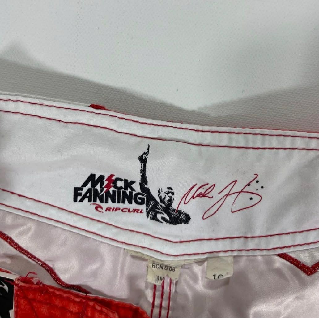 90S RIP CURL YELLOW BOARD SHORTS WITH RED AND WHITE ACCENTS (16)