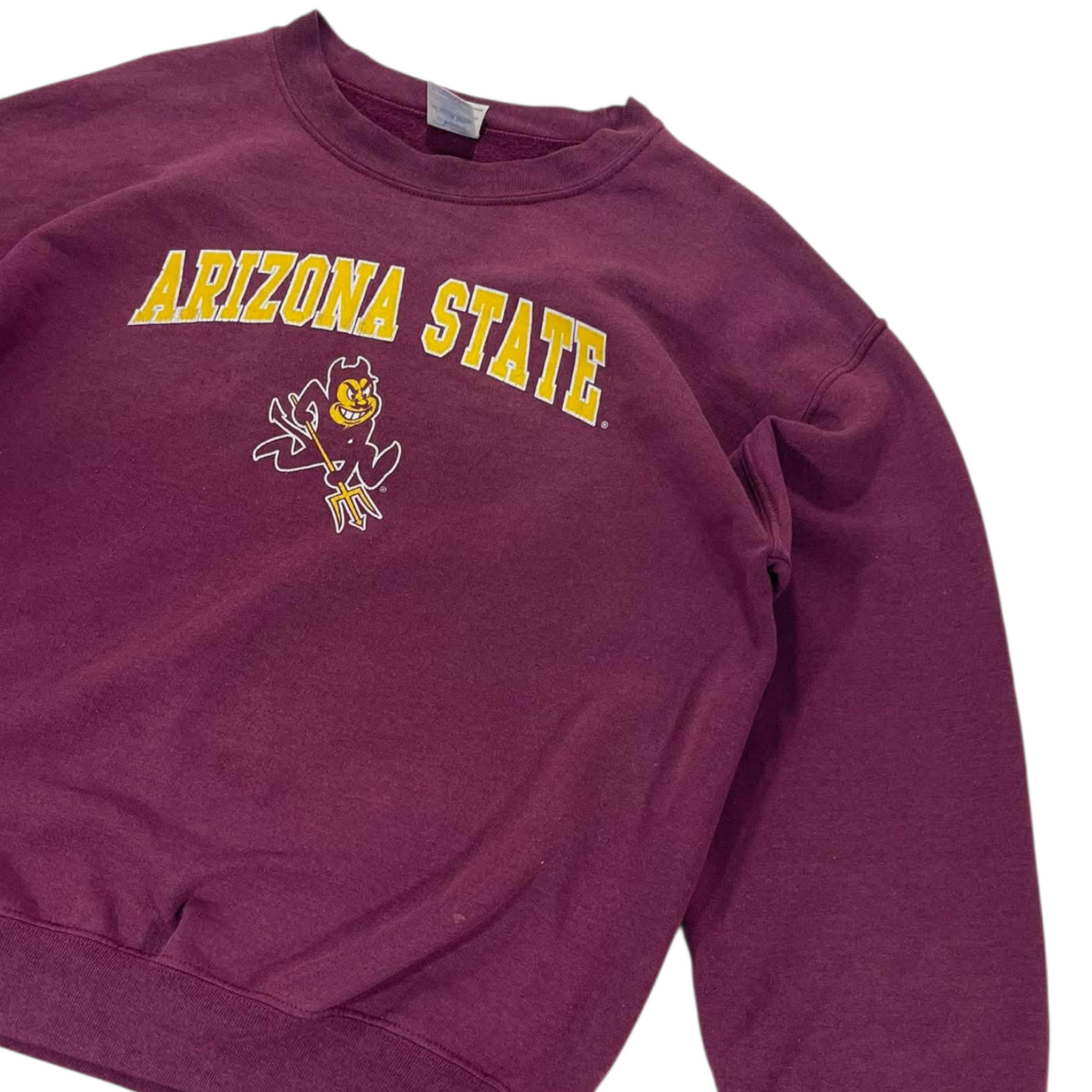 90s ARIZONA STATE UNIVERSITY BURGUNDY CREWNECK SWEATSHIRT (M)