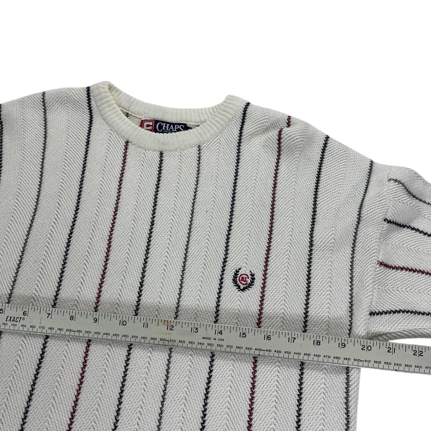 VINTAGE CHAPS RALPH LAUREN CREAM STRIPED SWEATER (M)