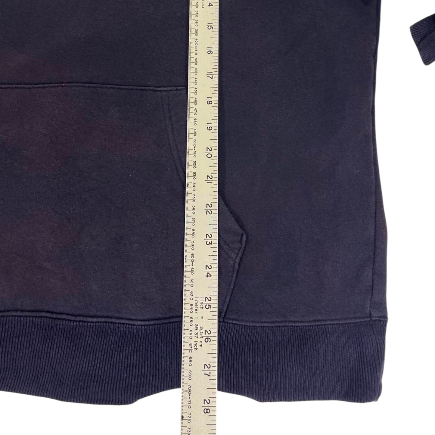 FADED ADIDAS NAVY BLUE HOODIE WITH EMBROIDERED LOGO (S-M)