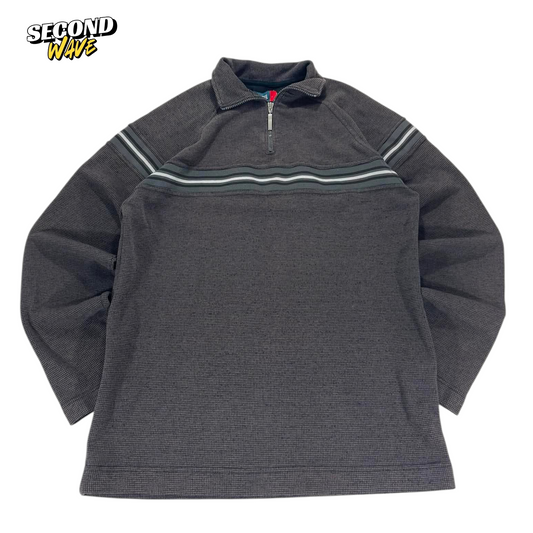 90s CHISEL GREY QUARTER ZIP SWEATSHIRT (L)