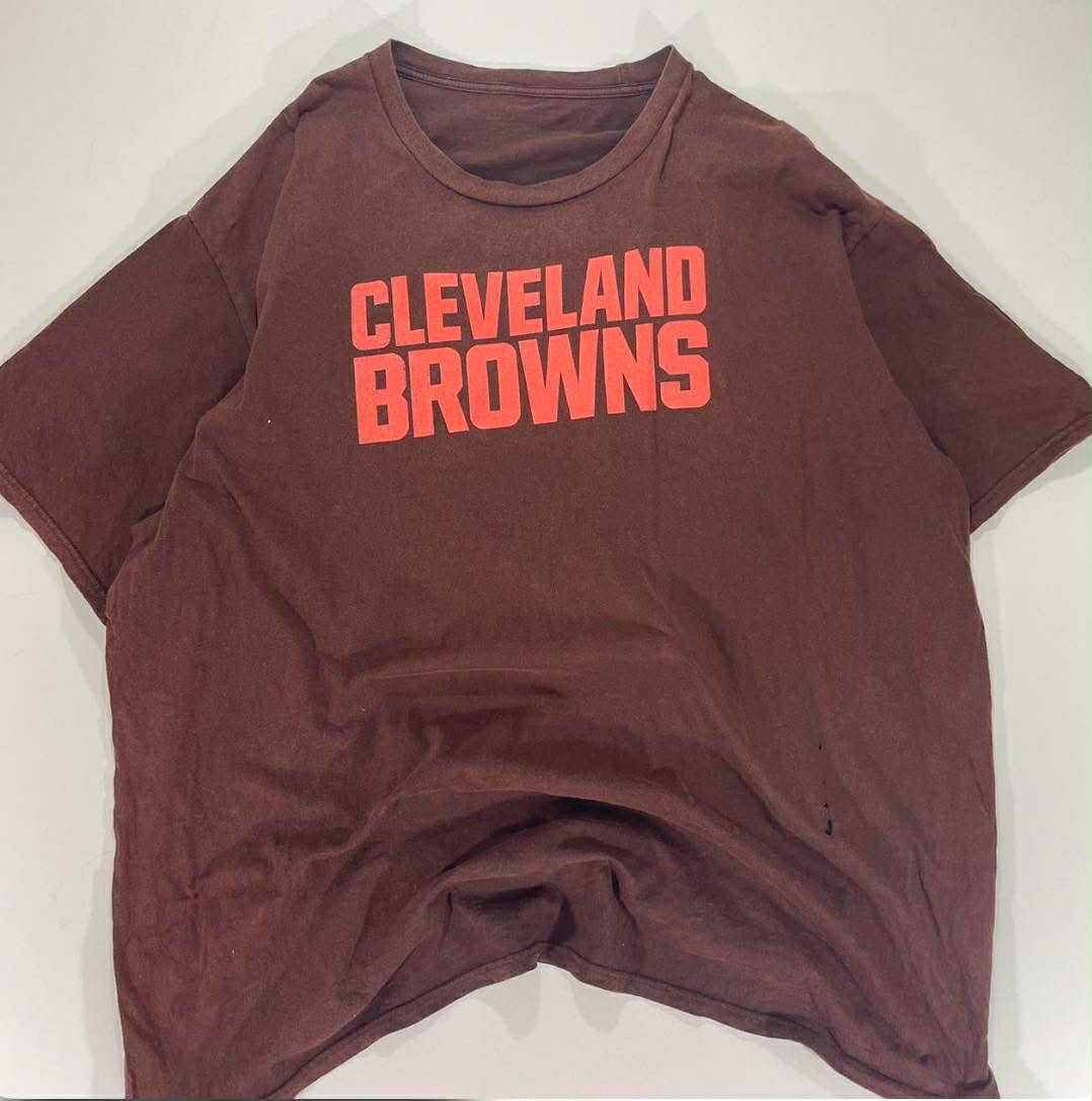 VINTAGE CLEVELAND BROWNS BROWN COTTON T-SHIRT (L-XL)