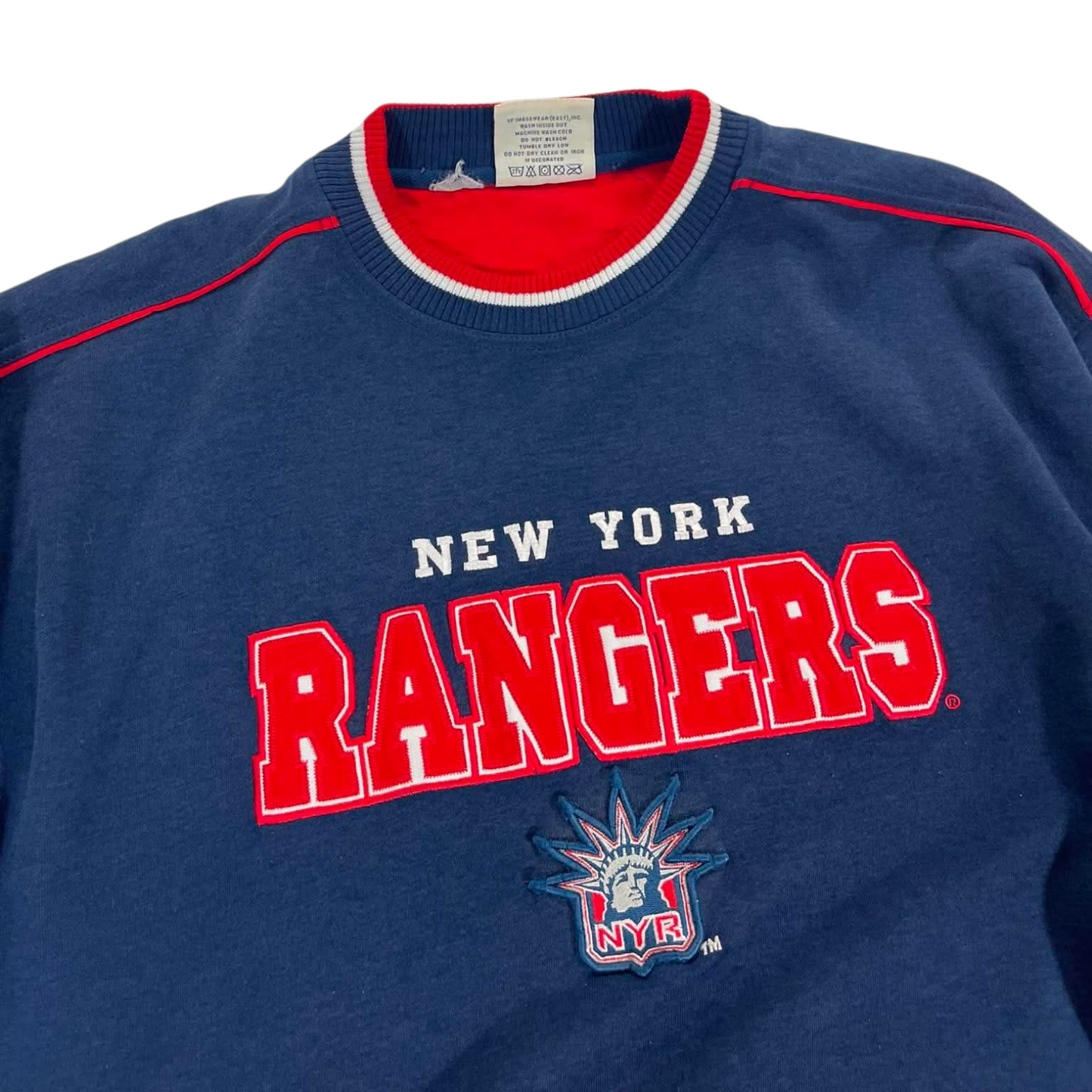 VINTAGE EMBROIDERED LEE SPORT NEW YORK RANGERS NAVY CREWNECK (XL)