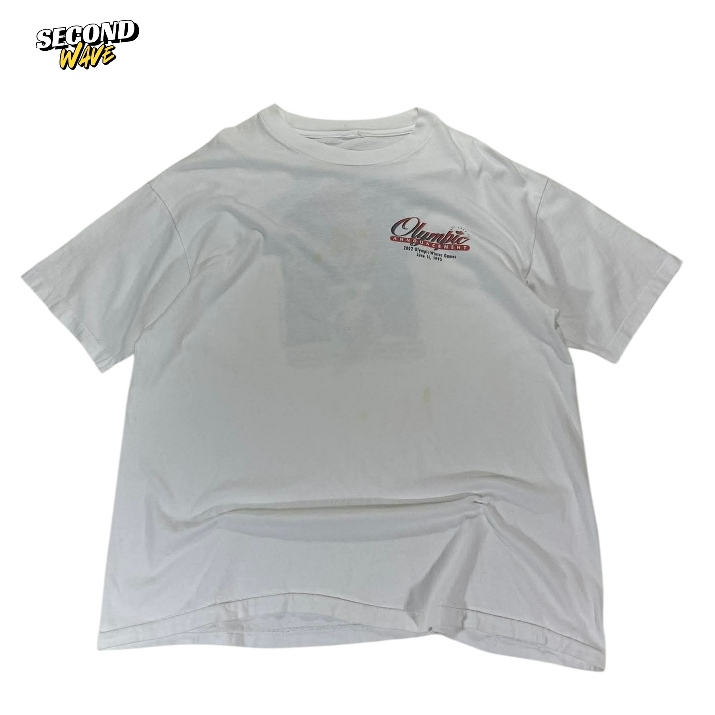 VINTAGE OLYMPIC ANNOUNCEMENT WHITE TEE (L)