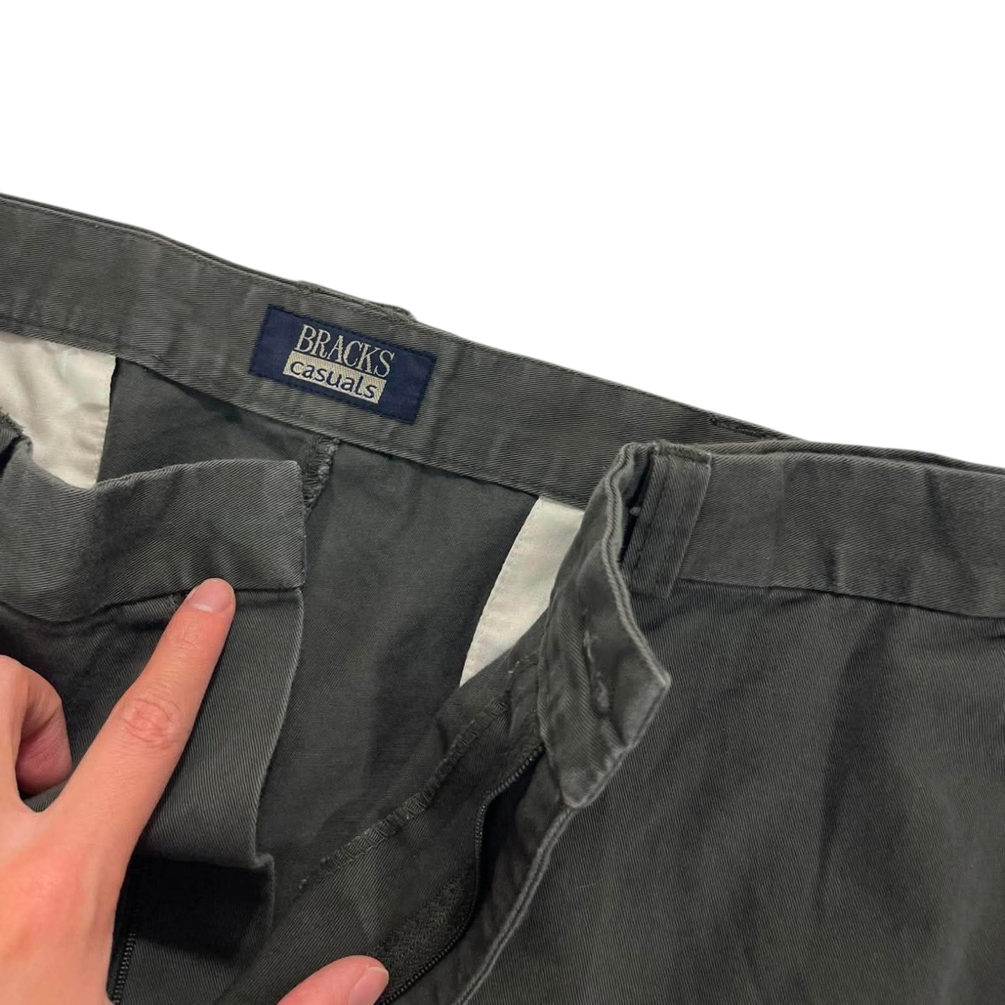 BRACK'S DARK OLIVE BAGGY WIDE LEG TROUSERS (36)