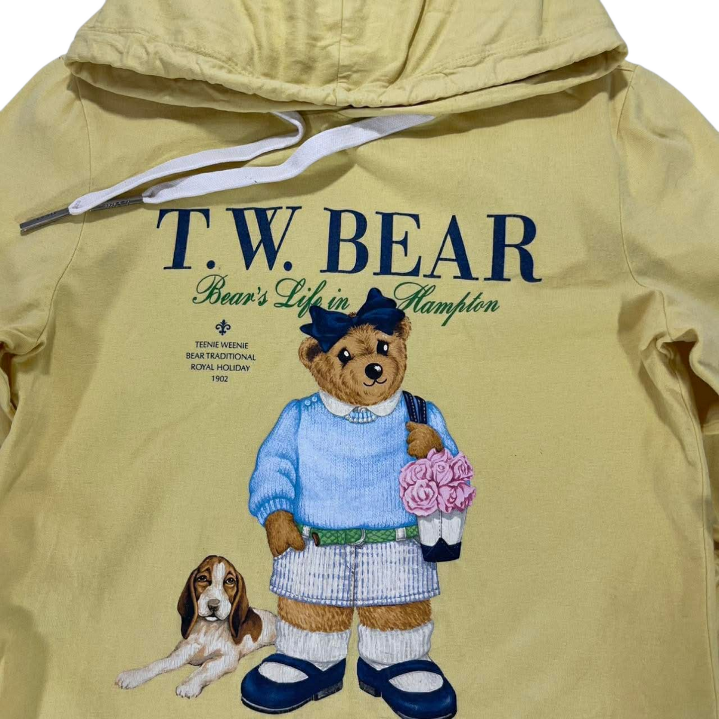 YELLOW VINTAGE 90S T.W. BEAR HOODIE (S-M)
