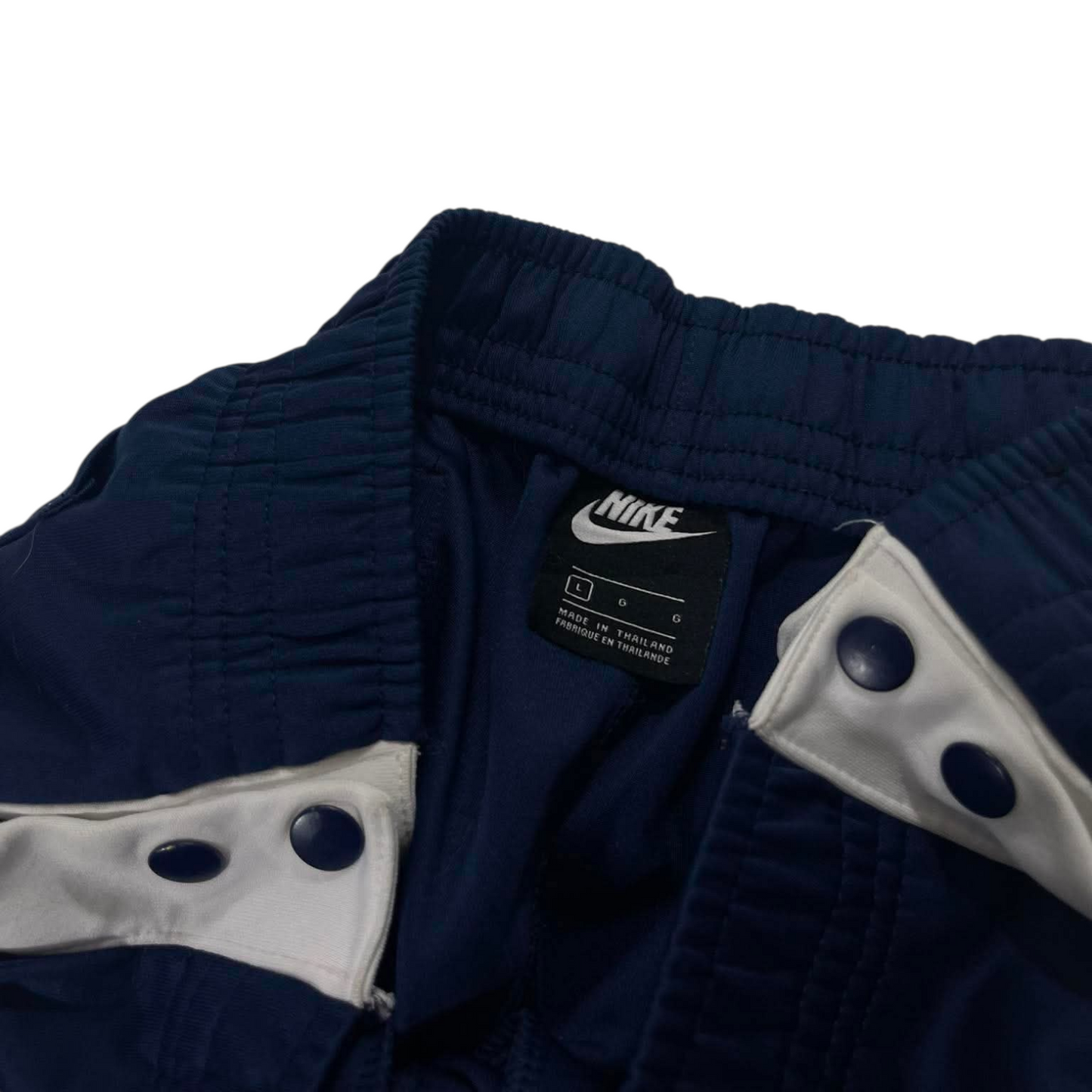 NIKE NAVY BLUE BUTTON TRACK PANTS (L)²