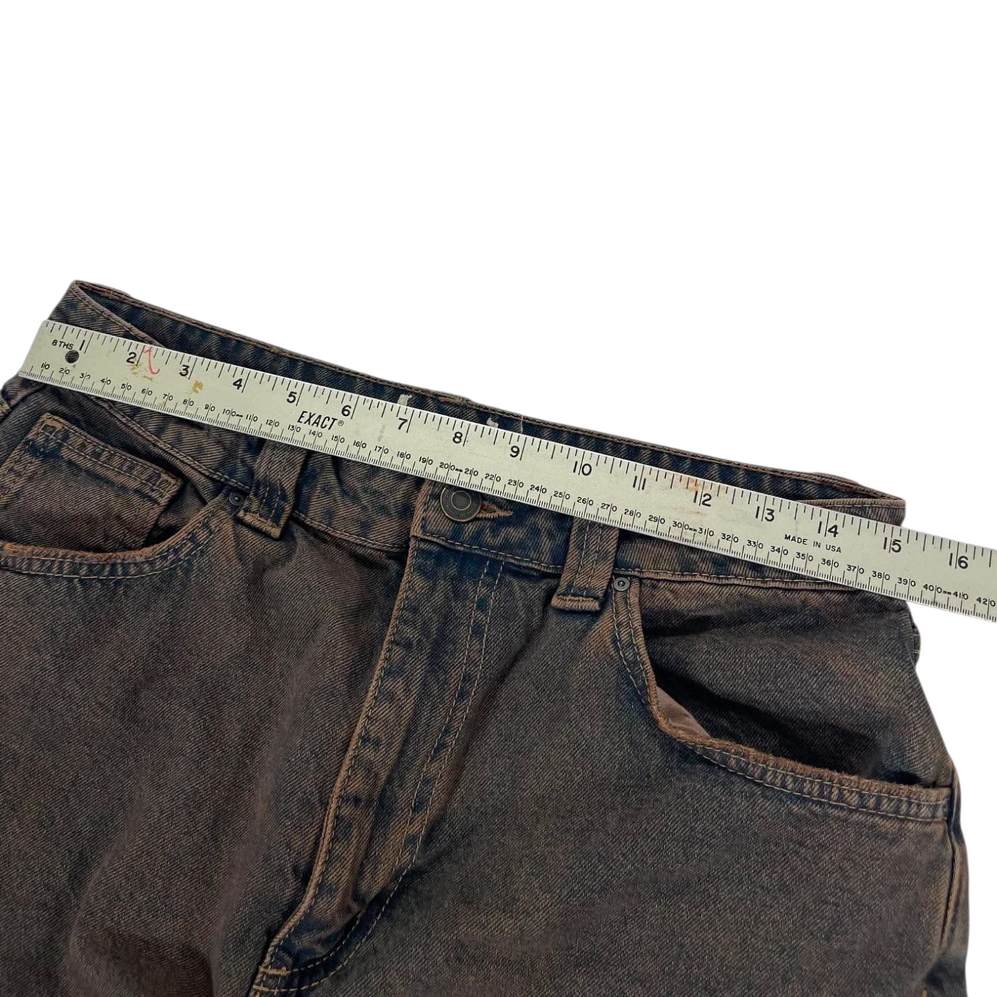 BAGGY WIDE LEG FADED DENIM JEANS (30)