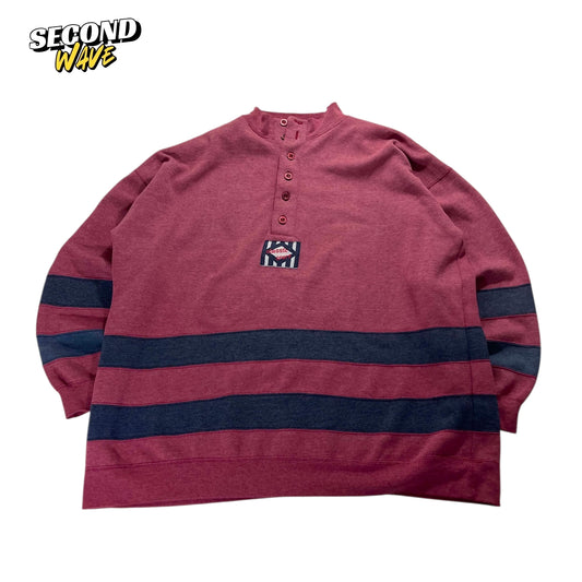 90S RED & NAVY STRIPED LONG SLEEVE (L)