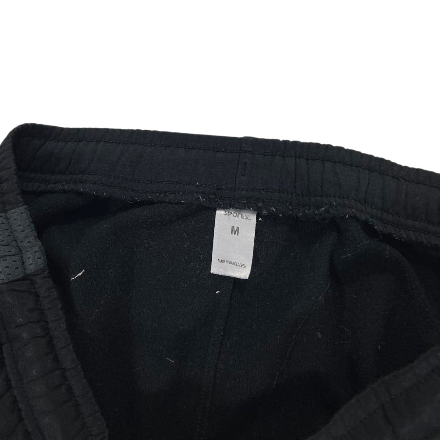 VINTAGE SPORTS BLACK BAGGY TRACK PANTS WITH DRAWSTRING WAIST AND POCKETS (L)
